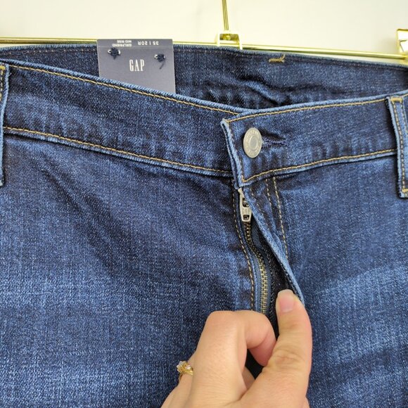 New Gap Girlfriend Mid Rise Jeans Dark Wash Tapered Size 35/20R Casual Denim - Picture 4 of 10